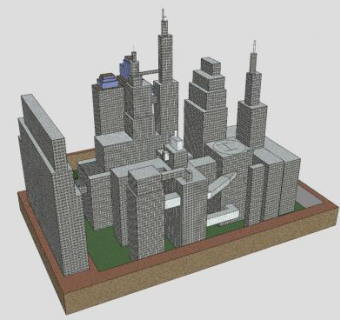 城市中心办公摩天大楼SU模型下载_sketchup草图大师SKP模型