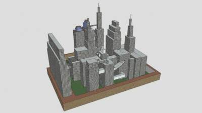 城市中心办公摩天大楼SU模型下载_sketchup草图大师SKP模型