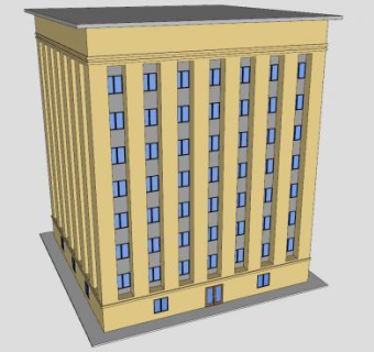 现代基本办公楼建筑SU模型下载_sketchup草图大师SKP模型