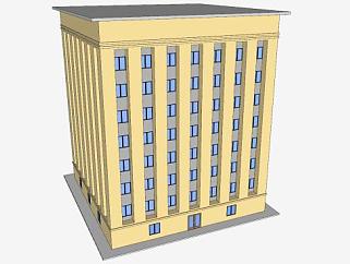现代基本办公楼建筑SU模型下载_sketchup草图大师SKP模型