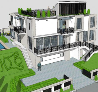 城市房子别墅建筑SU模型下载_sketchup草图大师SKP模型