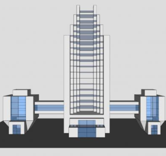 虚构的摩天办公大楼建筑SU模型下载_sketchup草图大师SKP模型