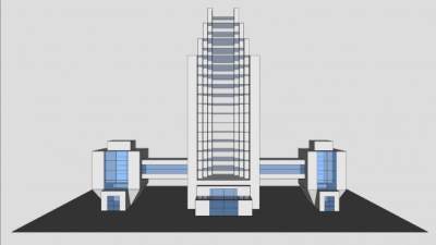 虚构的摩天办公大楼建筑SU模型下载_sketchup草图大师SKP模型