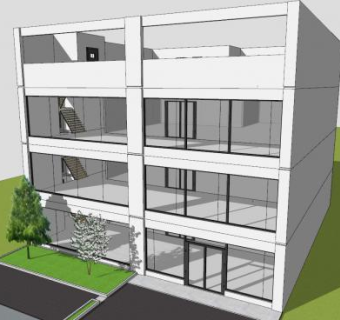 市区办公楼小型建筑SU模型下载_sketchup草图大师SKP模型