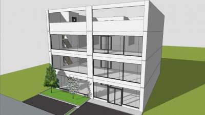 市区办公楼小型建筑SU模型下载_sketchup草图大师SKP模型