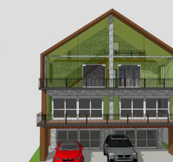 高层别墅建筑SU模型下载_sketchup草图大师SKP模型