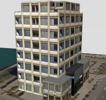 市中心办公楼建筑SU模型下载_sketchup草图大师SKP模型