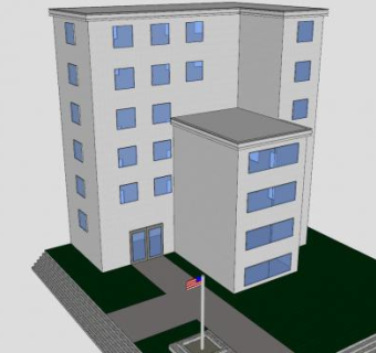 美国大型办公大楼SU模型下载_sketchup草图大师SKP模型