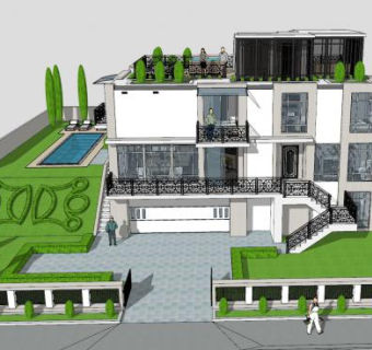 现代城市房子别墅SU模型下载_sketchup草图大师SKP模型