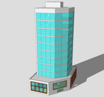 现代建筑外观办公楼SU模型下载_sketchup草图大师SKP模型