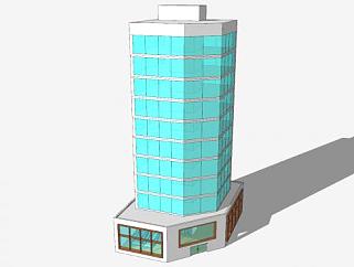 现代建筑外观办公楼SU模型下载_sketchup草图大师SKP模型