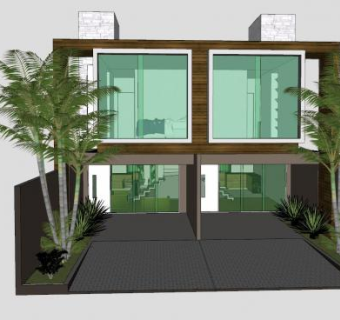简约住宅双层别墅SU模型下载_sketchup草图大师SKP模型