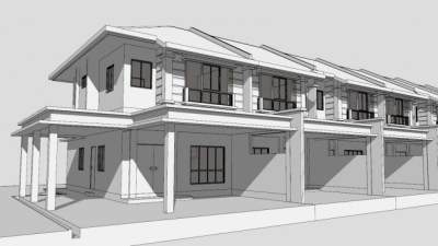 住宅阳台别墅SU模型下载_sketchup草图大师SKP模型