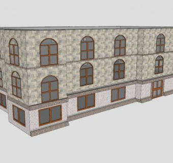 三层办公楼建筑SU模型下载_sketchup草图大师SKP模型