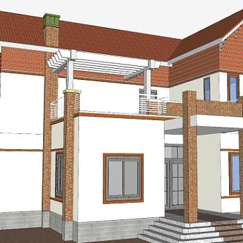 <em>简欧风格</em>别墅房子SU模型下载_sketchup草图大师SKP模型