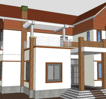 简欧风格别墅房子SU模型下载_sketchup草图大师SKP模型