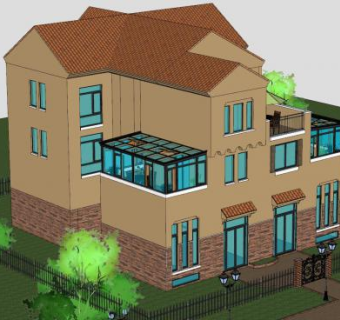 徐州阳光房别墅SU模型下载_sketchup草图大师SKP模型