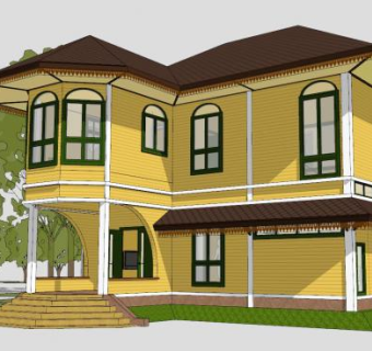 殖民房子别墅建筑SU模型下载_sketchup草图大师SKP模型