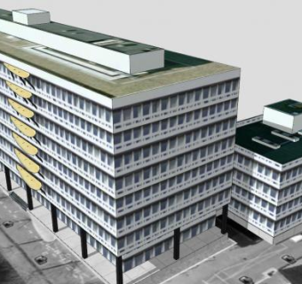 现代九层办公大楼SU模型下载_sketchup草图大师SKP模型