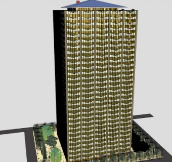 办公大楼高楼层建筑SU模型下载_sketchup草图大师SKP模型