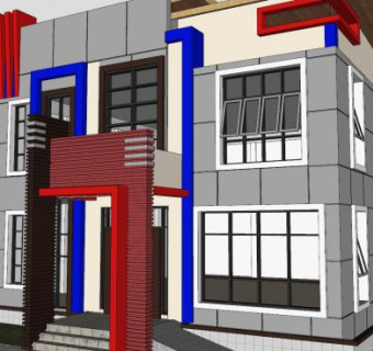现代建筑小型大楼SU模型下载_sketchup草图大师SKP模型