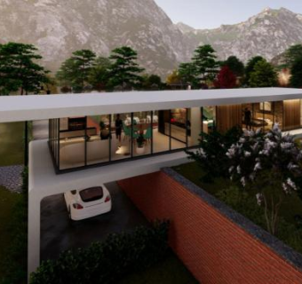 现代住宅泳池别墅SU模型下载_sketchup草图大师SKP模型