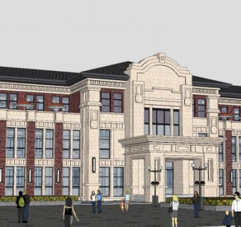 简欧活动中心别墅SU模型下载_sketchup草图大师SKP模型