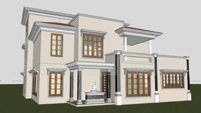 印度风古典别墅建筑SU模型下载_sketchup草图大师SKP模型