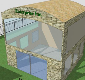 拱顶外观办公楼建筑SU模型下载_sketchup草图大师SKP模型