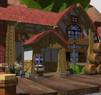 湖畔镇房子建筑SU模型下载_sketchup草图大师SKP模型