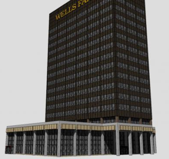城市建筑保华银行大厦SU模型下载_sketchup草图大师SKP模型