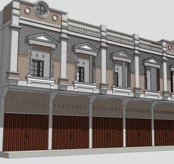 半经典别墅建筑SU模型下载_sketchup草图大师SKP模型