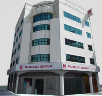 公共银行大楼建筑SU模型下载_sketchup草图大师SKP模型