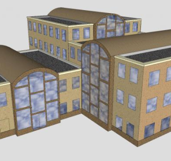 一座办公楼建筑SU模型下载_sketchup草图大师SKP模型
