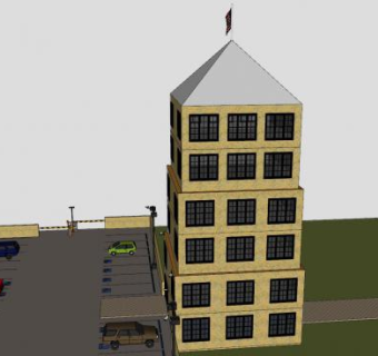 六层的办公楼SU模型下载_sketchup草图大师SKP模型
