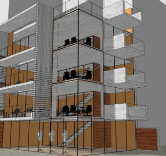 四层办公楼建筑SU模型下载_sketchup草图大师SKP模型