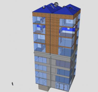 八层楼的办公写字楼SU模型下载_sketchup草图大师SKP模型
