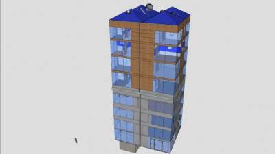八层楼的办公写字楼SU模型下载_sketchup草图大师SKP模型