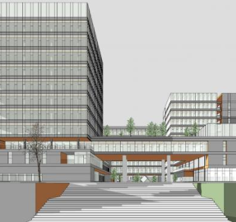 大型行政大楼楼宇SU模型下载_sketchup草图大师SKP模型