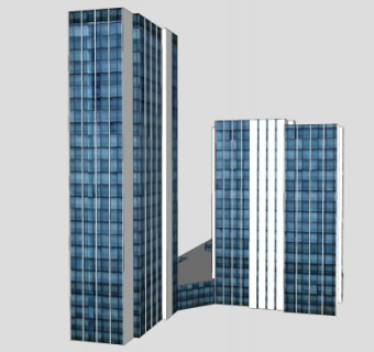 两座相连的办公楼SU模型下载_sketchup草图大师SKP模型
