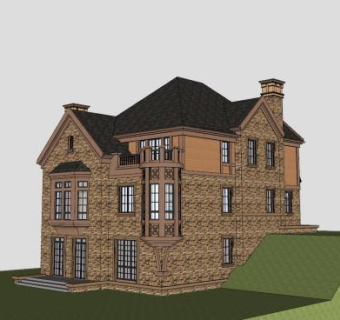 欧式坡屋顶建筑SU模型下载_sketchup草图大师SKP模型