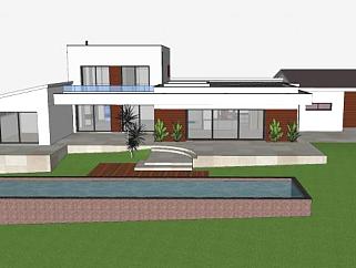 现代房子<em>庭院建筑</em>SU模型下载_sketchup草图大师SKP模型