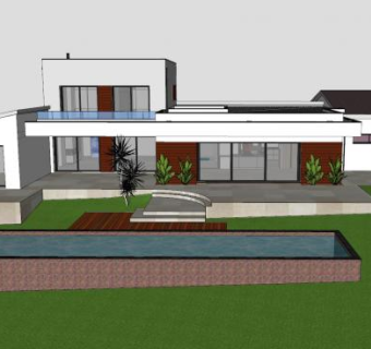 现代房子庭院建筑SU模型下载_sketchup草图大师SKP模型