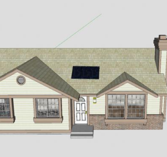 太阳能电池板房别墅SU模型下载_sketchup草图大师SKP模型