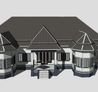 泰式风格家居别墅SU模型下载_sketchup草图大师SKP模型