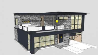 现代新房子别墅SU模型下载_sketchup草图大师SKP模型