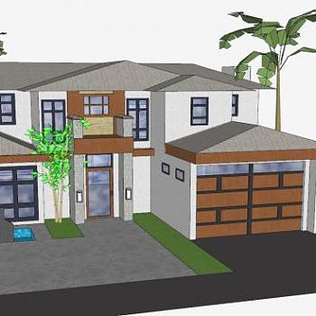 现代家庭住宅别墅SU模型下载_sketchup草图大师SKP模型