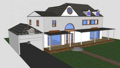 现代房子简约建筑SU模型下载_sketchup草图大师SKP模型