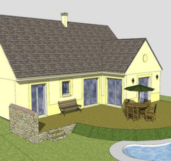 露天鱼池建筑SU模型下载_sketchup草图大师SKP模型