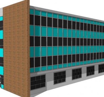 复古的办公大楼建筑SU模型下载_sketchup草图大师SKP模型